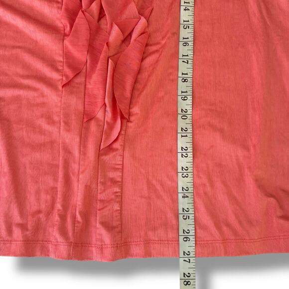 Chico's Top Women's 3 (XL) Calypso Coral Sleeveless Ruffle Front Liquid Knit - Picture 7 of 7